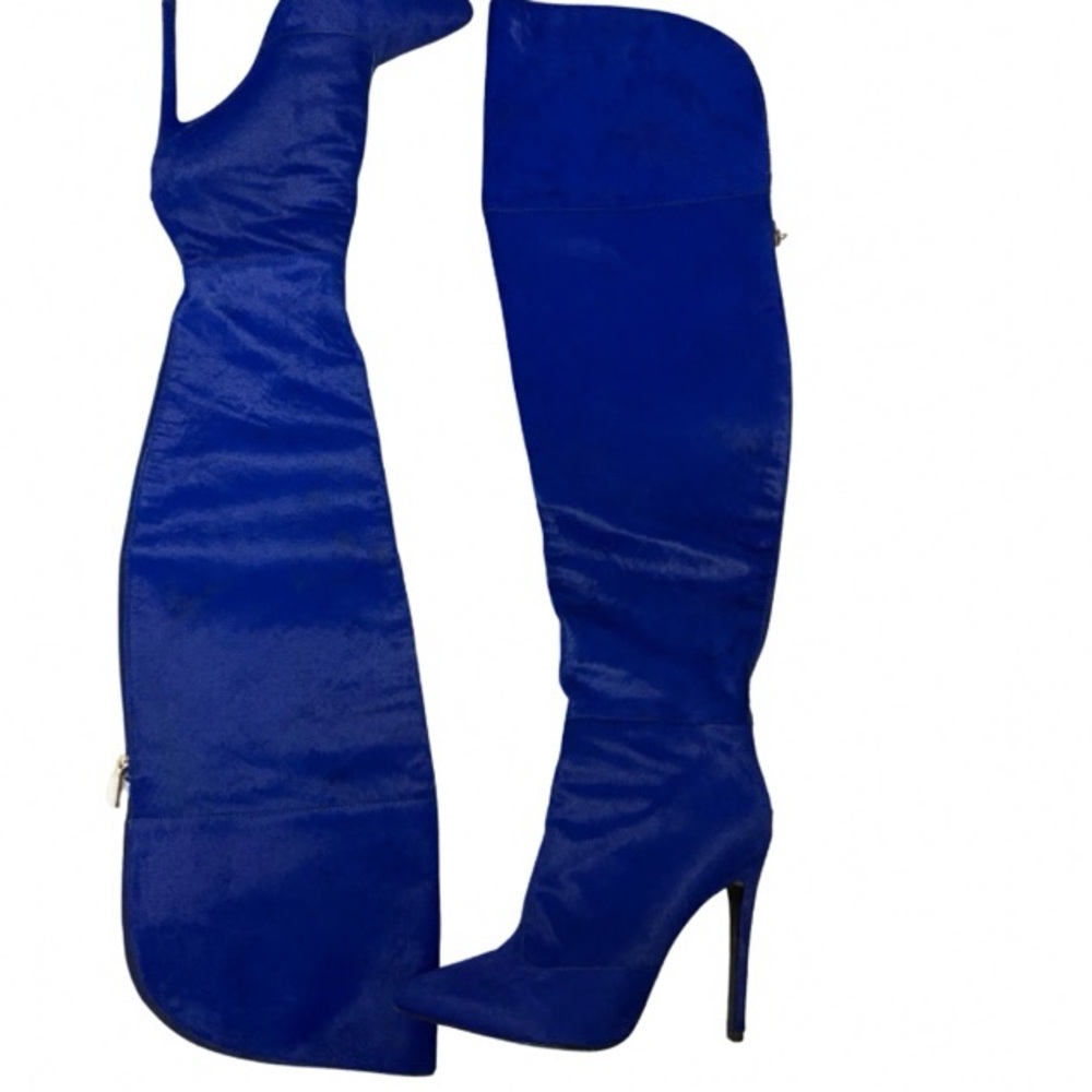 JENNIFER LEE  Royal Blue Over-the-Knee Boots CALFSKIN - Picture 5 of 8